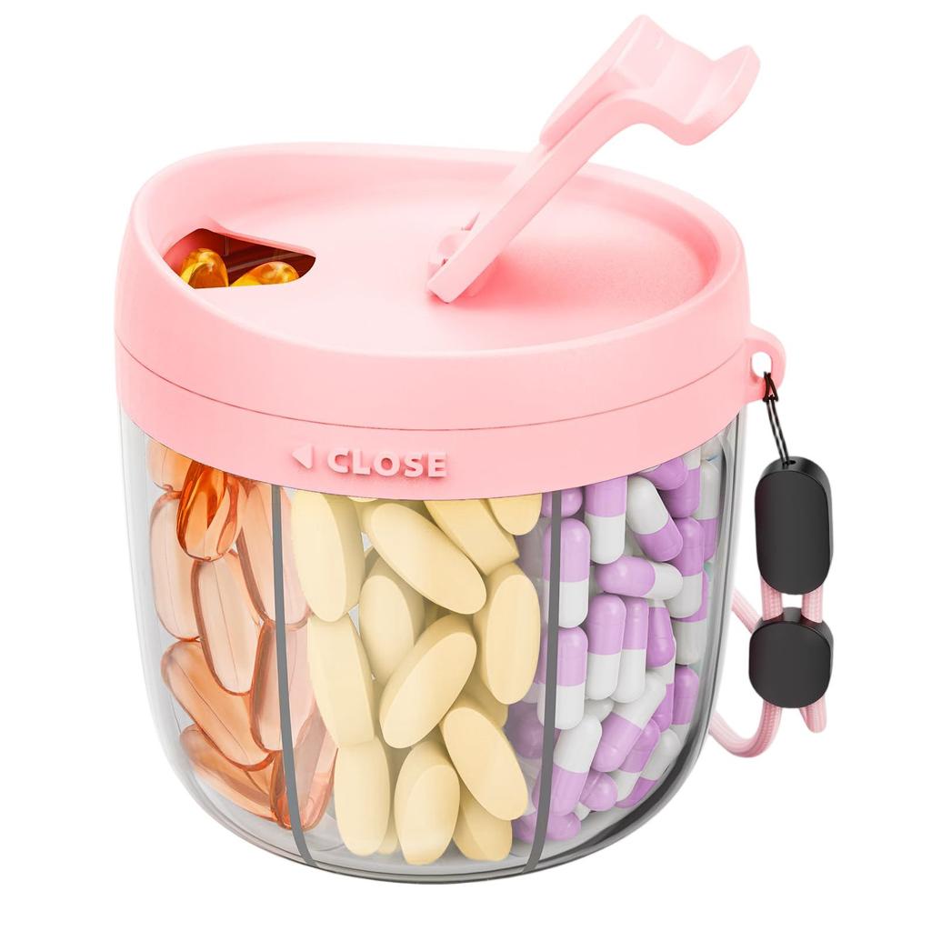 Cute Large Pill Dispenser Storage Container Anti-Mix Moisture-proof Portable Travel Bottle Organizer With Wide Opening Easy Use