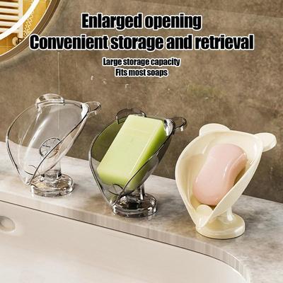 Drainable Suction Cup Soap Case No-drilling Removable Bar Soap Holders Bathroom Countertop Soap Box Bathroom Accessories