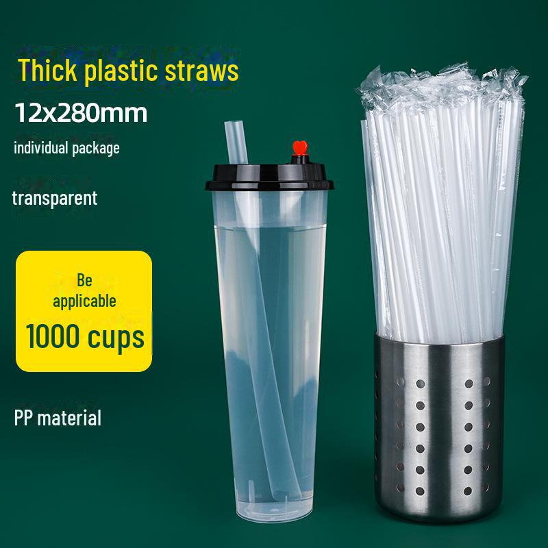 Disposable Transparent Thick PLA Pearl Milk Tea Straws with Independent Packaging