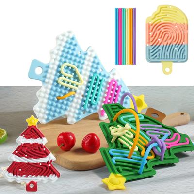 Sensorisches Fidget-Spielzeug Silikon Sensorisches Spielzeug Tragbares Weihnachten Sensorische Aktivitätstafel Set Eisstielform Kinder Beschäftigungstafel