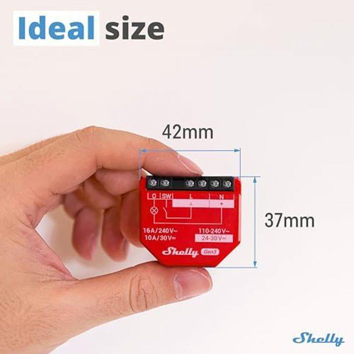 Interrupteur connecté - shelly - 1pm gen3 - wi-fi et bluetooth - 16a - compteur d'énergie intégré