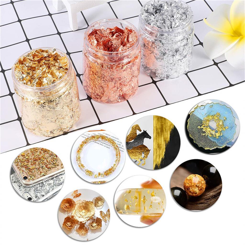 Gold And  Imitation Copper Foil Flash Foil Foil Nail Decoration DIY Loose Foil 3 Grams 3 PCs