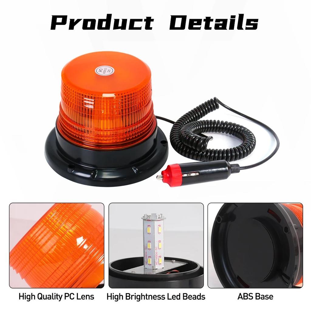 Car Strobe Light LED Emergency Truck Roof Top Warning Light Magnetic Base Rotating Traffice Indication Car Security Warning Lamp