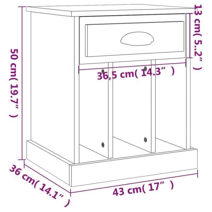 VidaXL Tables de chevet 2 pcs sonoma gris 43x36x50 cm 816357