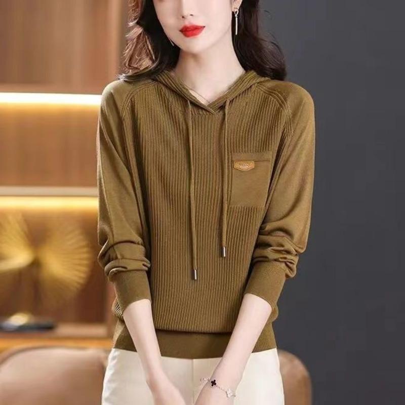 Women's Pullover Hoodie Loose Age-reducing Sweater Long-sleeved Versatile Top