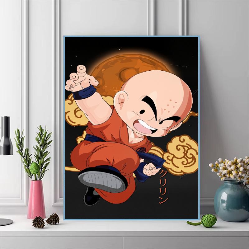 Dragon Ball Krillin Pattern 3pcs 100% Round Full Drill 5D DIY Diamond Painting Embroidery Cross Stitch Rhinestone Décor