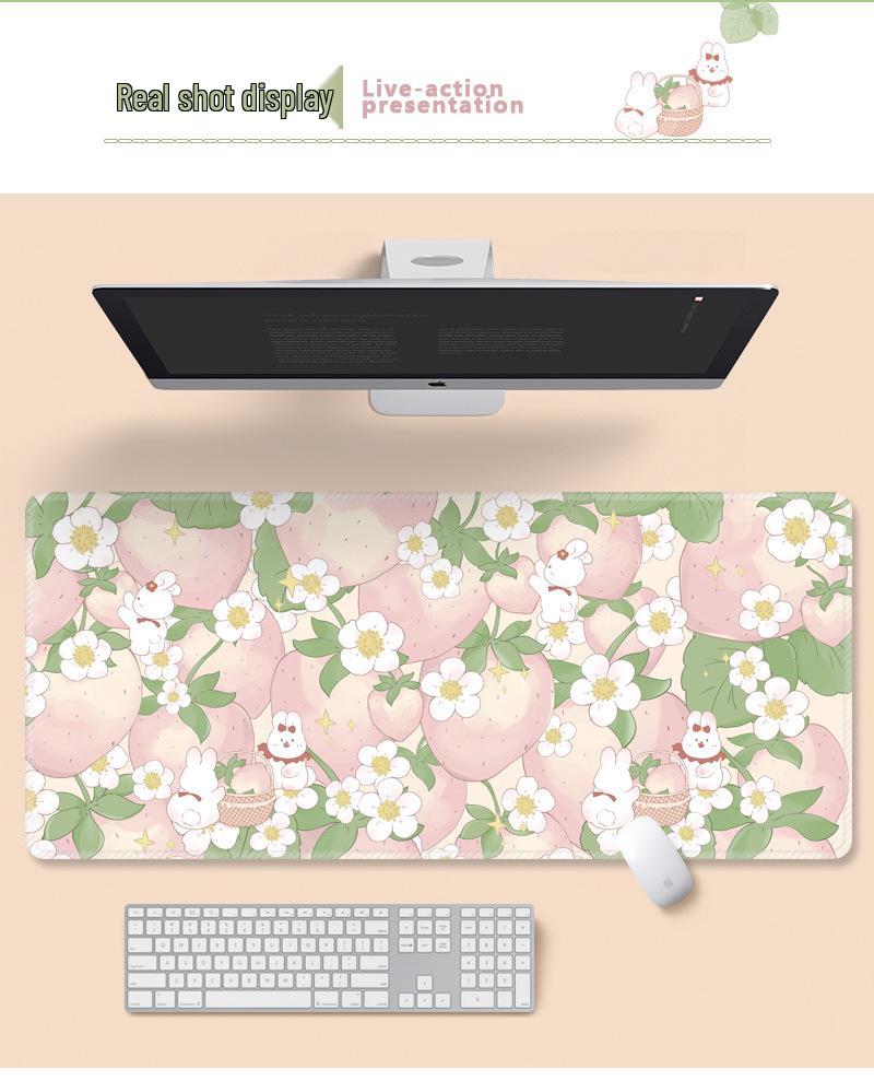 Extra velká kreslená květinová podložka pod myš - Roztomilá podložka na stůl pro notebook a klávesnici