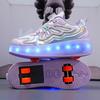 LED Speed Roller Skates for Children Racing Ice Skating Sneaker with Wheels NEW 4 Wheels Roller Skates Shoes for Boys and Girls