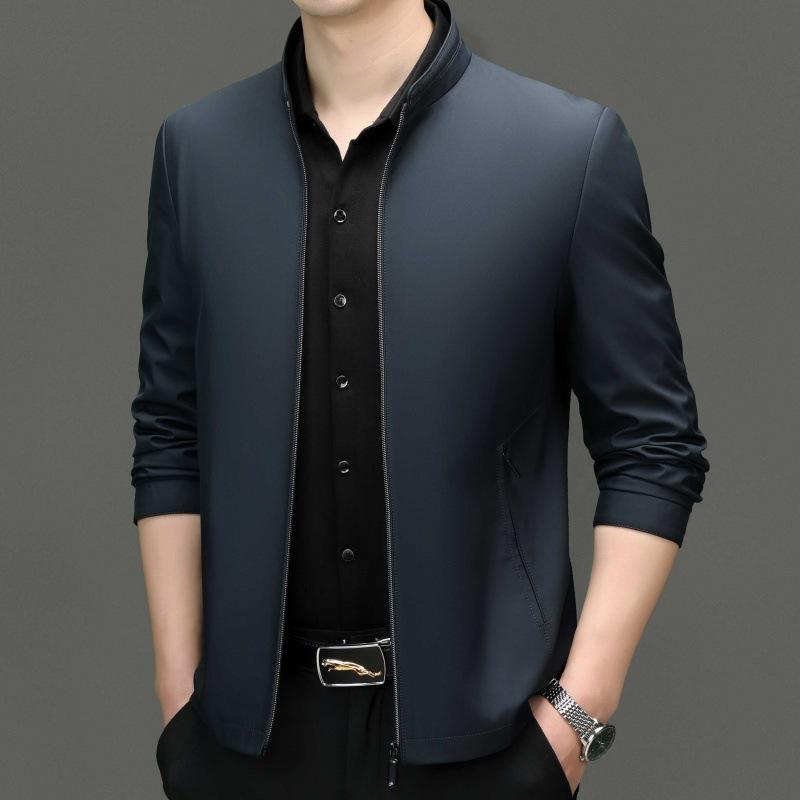 

Мужская куртка из шелка тутового шелкопряда, новая деловая повседневная куртка с лацканами, куртка для папы среднего возраста 195