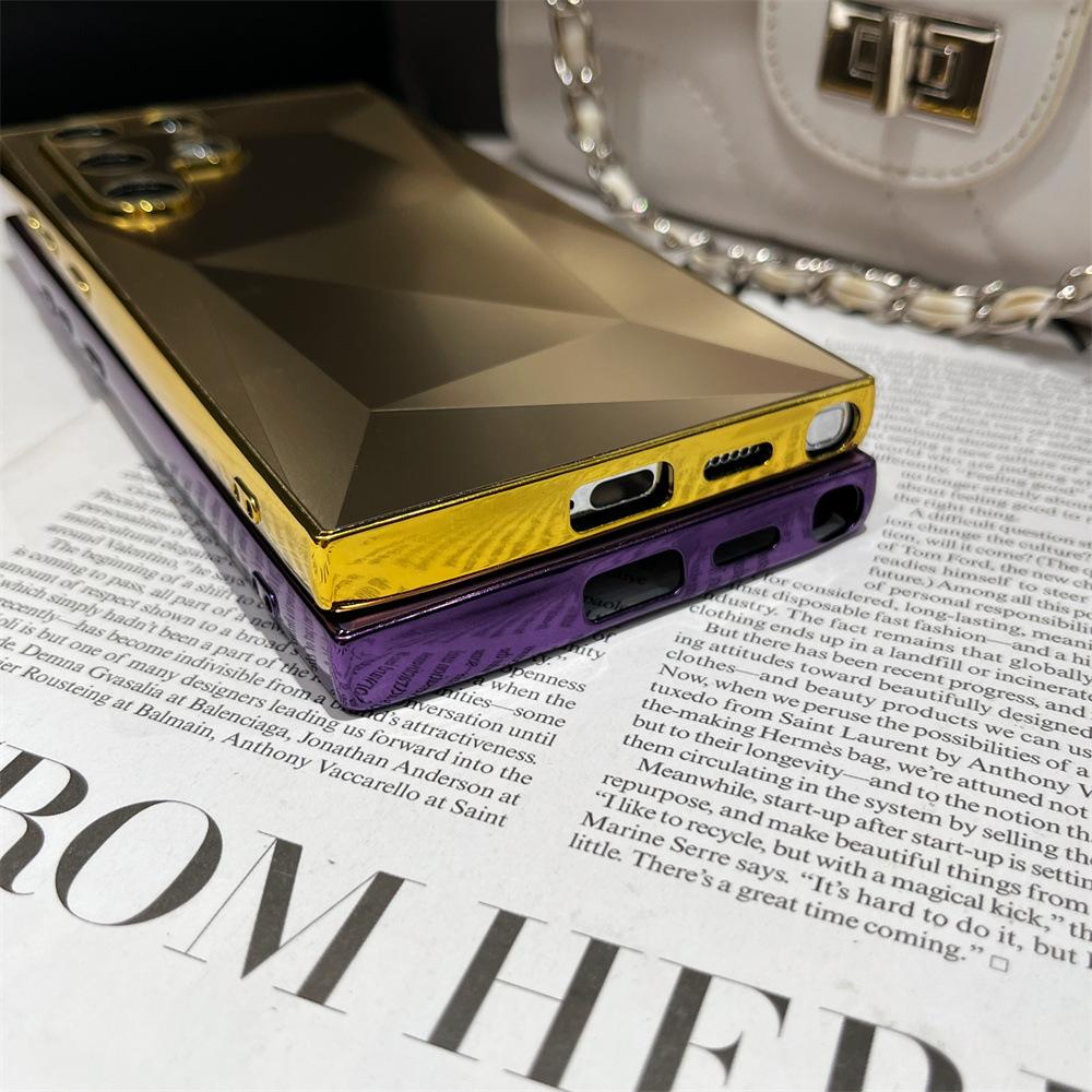 Custodia in Acrilico con Motivo a Diamanti, Amica della Pelle, Cover Antiurto per Samsung S26 Ultra / S24 Ultra / A14 / A56