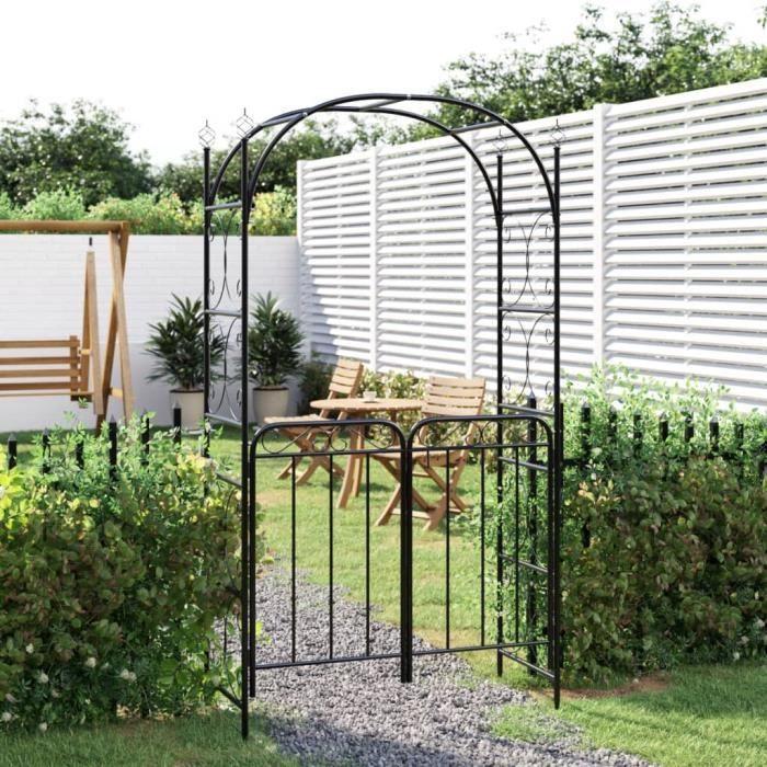 VidaXL Arche de jardin avec portail noir 108x45x235 cm acier 319352