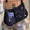 Y2k Fashi Women's Handbags Stars Pattern Cool Girls Underarm Bag Vintage Canvas Female Small Shoulder Bags Chain Tote Purses