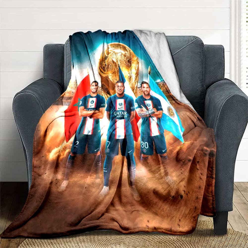 Star Player Kylian Mbappé Blanket Warmthful Decor Perfect for Office Office Chair Seaside Four Seasons Multipurpose Modern