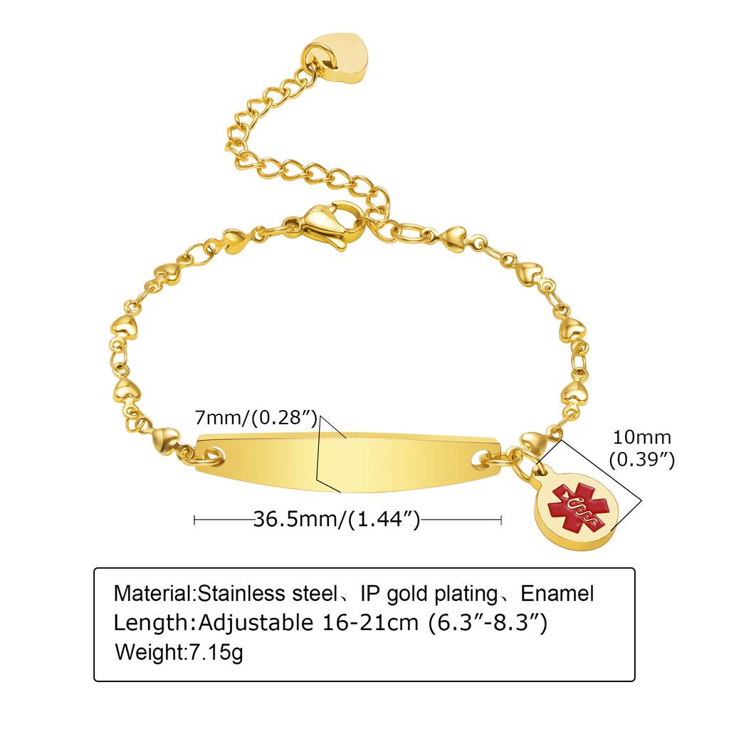 Free Customized Medical Bracelet for Women Customized Name Date Chain Bracelets Hypoallergenic Stainless Steel Jewelry Gift
