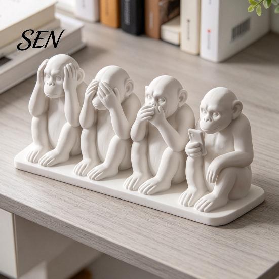 Artistic Collectible Animal Statues 3D Printed Orangutan Ornament, Modern Desktop Gorilla Figurine, Creative Monkey Statue with No for Office