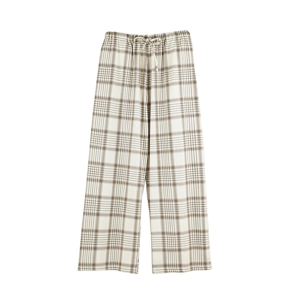 Unisex Plaid Flannel Lounge Pants Loose Fit Pajama Bottoms Casual Sleepwear Home Bottoms Trousers