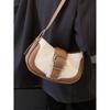 Fashion Lamb Wool Splice Style Crossbody Bag Korean Retro Senior Sense Shoulder Bag Color Contrast Texture Commute Underarm Pack
