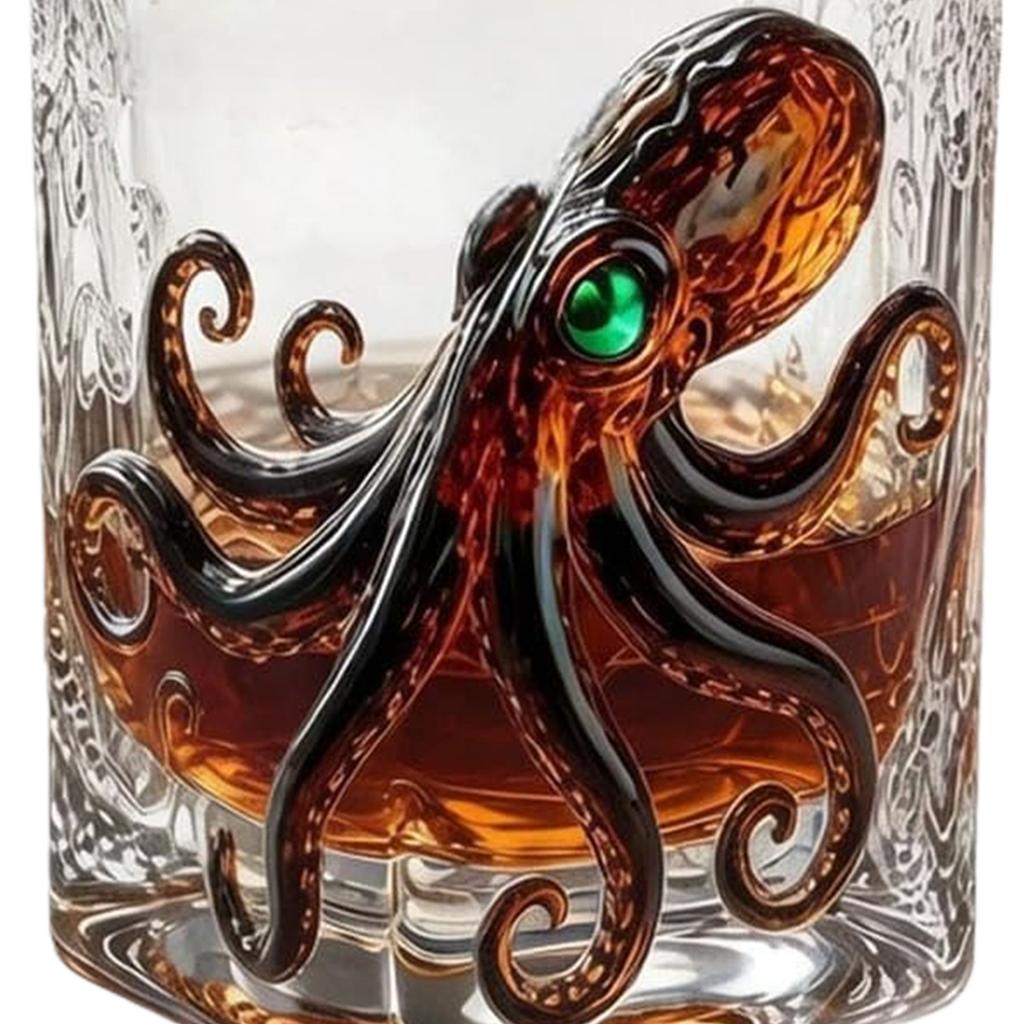 Deep Sea Decor Glasses Gift for Men Dad Brother Cocktail Tumbler Water Glasses Cup for Scotch Bourbon Cocktails Beverages Water