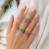 Open Design Rings 4Pcs/Set Ocean Series Ring Set, Multiple Styles Starfish Shell Enamel Coated Finger Ring, Alloy Adjustable Stacking for Jewelry Gift