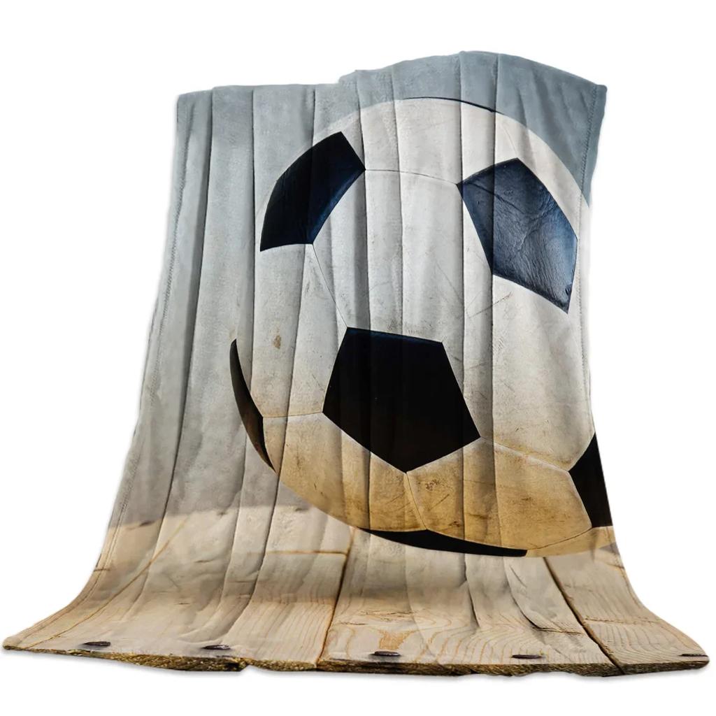 Soccer Ball Sport Football Print Blankets Coverlet Throw Cover Fleece Comfort Warm Flannel Blanket for Indoor Couch Home Decor