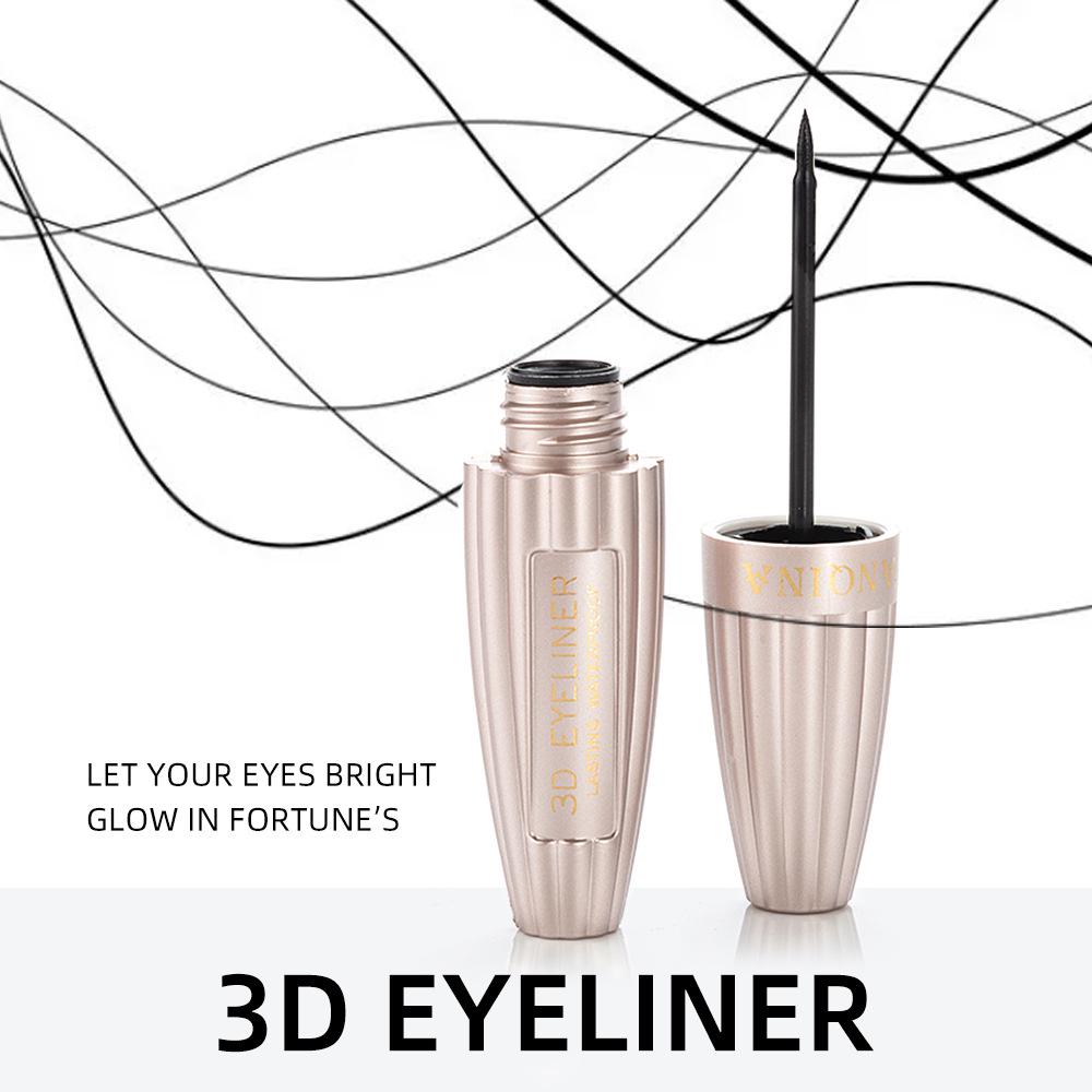 3D Likit Eyeliner Pürüzsüz Uzun Ömürlü Bulaşmaya Karşı Dayanıklı Su Geçirmez Eyeliner Aplikatörü Siyah Eyeliner