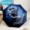 Custom Name Wednesday Umbrella, 8-Rib Folding Umbrella, Lightweight Portable Design for Lovers, Friends, Perfect Gift for Birthdays