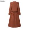 ZANZEA Women Elegant Outfits Long Sleeve Blouse and Skirts Casual Two Piece Suit Sets