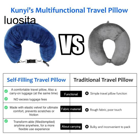 Neck Pillow, Space-saving Refillable Travel Pillow, Adjustable Comfortable Neck Support Pillow for Outdoor
