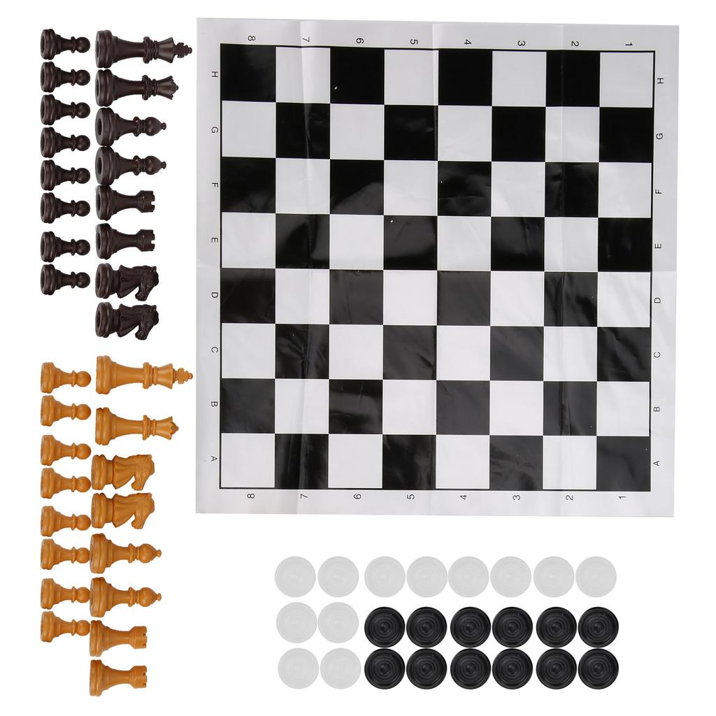 Plastic 2 In 1 International Chess Draughts Set Portable Travel Games Intelligent Toy