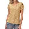 Women's Sequined Beaded V-neck Short-sleeved T-shirt