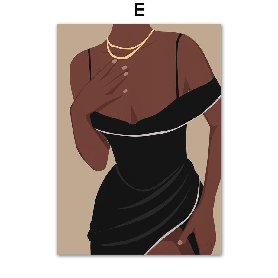 Abstract Butterfly Monstera Black Fashion Girl African Art Nordic PostersCanvas Painting  Prints Wall Pictures Living Room Decor