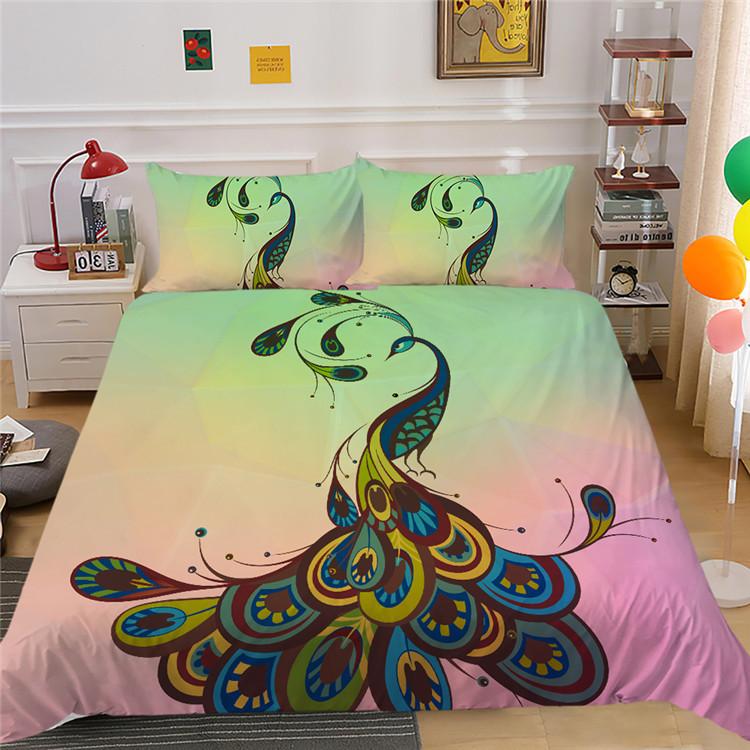 Fashion Animal Series Digital Printing Polyester Quilt Cover Pillowcase Three-Piece Set