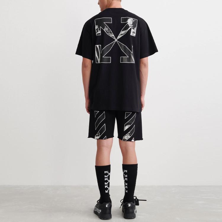 Off-White Caravag Arrow Over Short-Sleeve Tee Black Men Tops OMAA038C99JER0051001
