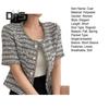 Women Coat Blazer French Style Elegant Short Sleeve Short Type Single Breasted Color Matching Spring Fall Jacket