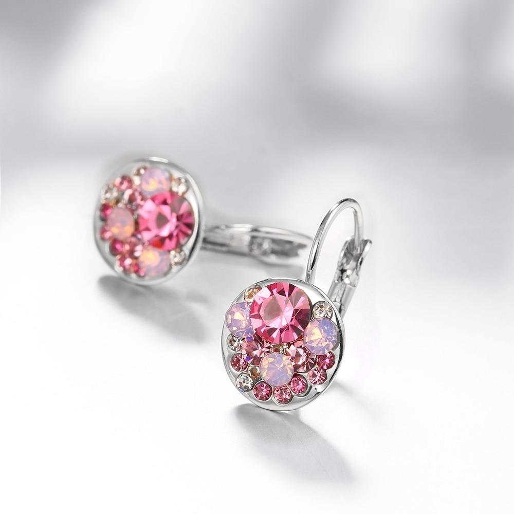 Crystals Heart Pendant Eardrop Earrings Made With Austrian