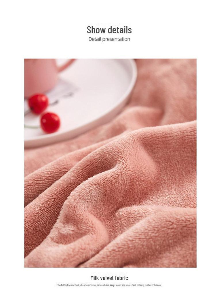 Milk Velvet Solid Color Blanket - Thick, Warm Flannel Gift for Office Naps & Air Conditioning