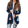 Women's Fashionable Loose-Fit Casual Cardigan With Christmas Print Mid-Length Coat