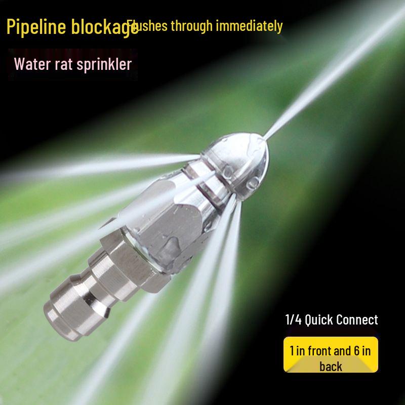 

Stainless Steel High-Pressure Sewer Cleaning Nozzle with Quick Connect, 1 Front & 6 Rear Jets 1 piece