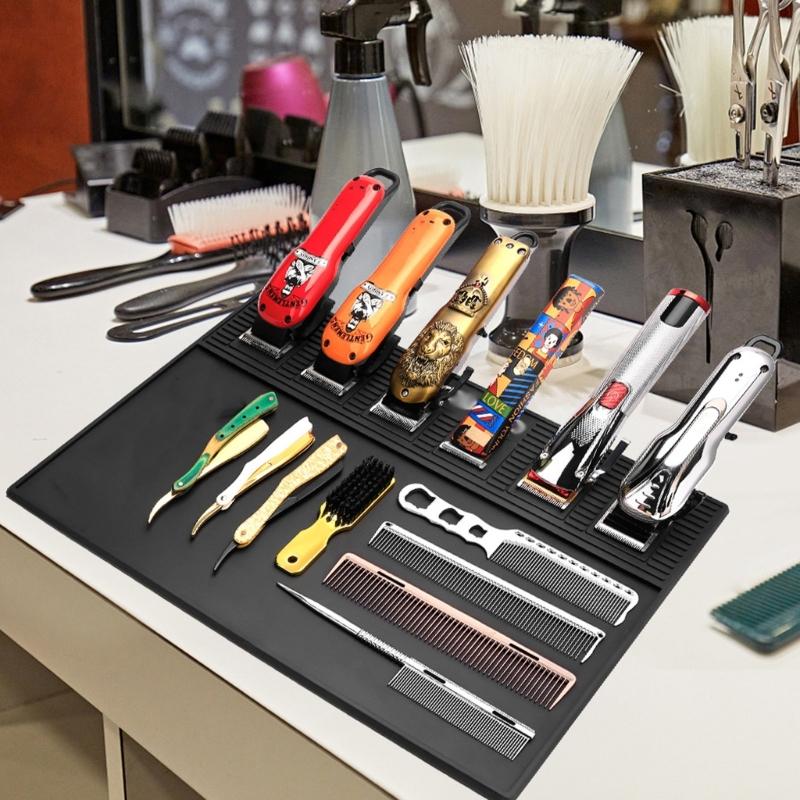 Waterproof Silicone Hairdressing Mat With 6Magnets AntiSlip Surfaces Grooming Tool Holder Pad For Salon Professional