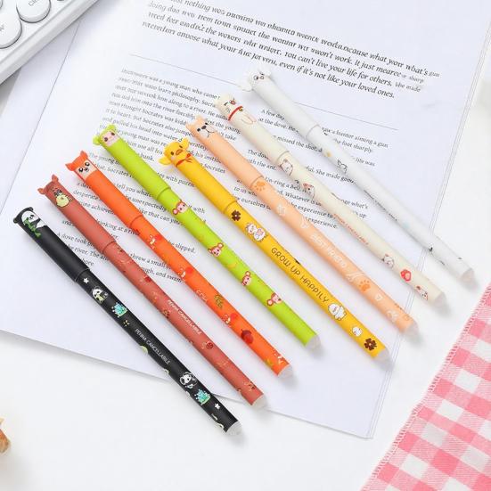 Cartoon Erasable Pen Set 8 Colors Smooth Writing Gel Pens Cute Animal Designs 0.7mm Ink Erasable Gel Pens for Reusable Notes Holiday Cards