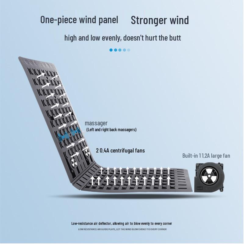 Cooling Car Seat Cushion with Fan - 12V/24V, Breathable, Single Piece