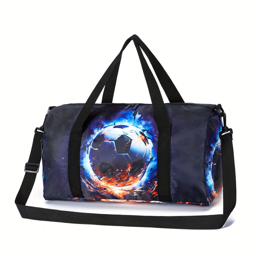 Classic Football 3D Print Large Capacity Travel Bags Barrel Shape Crossbody Bag Boys Girls Outdoor Sports Bags Gym Yoga Bag