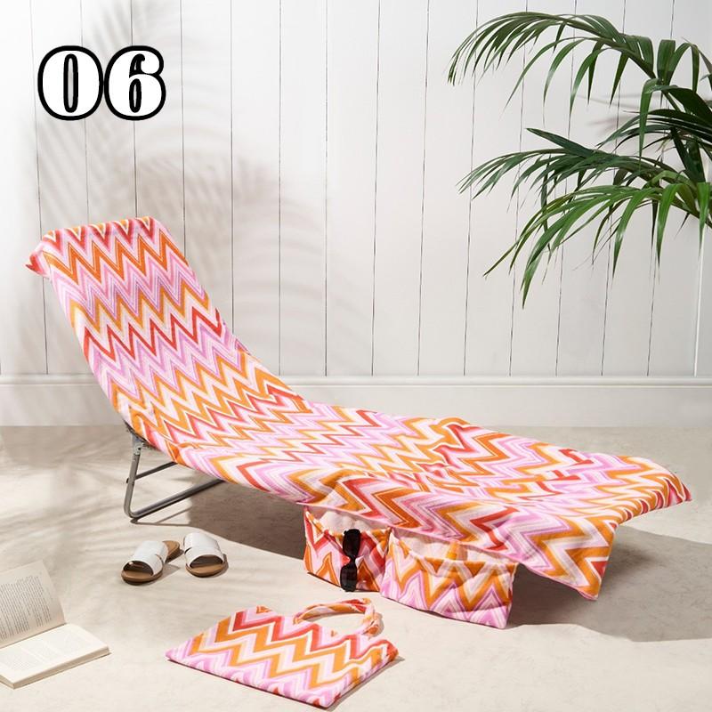 1PC Microfiber Beach Chair Cover Lounge Towel Cover Quick-drying Beach Towel Outdoor Towel with Pocket For Pool Hotel Garden