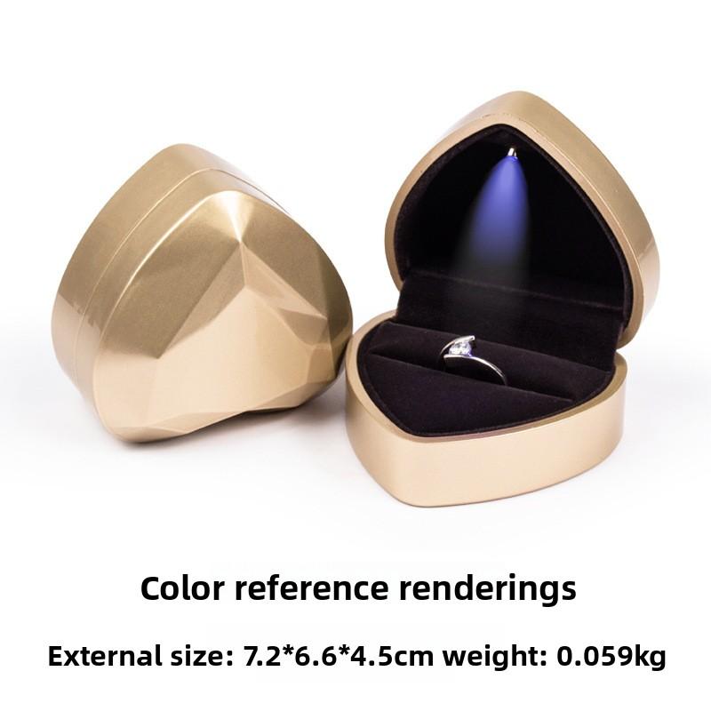 Scatola portagioie romantica a forma di cuore - scatola premium per anelli con illuminazione LED per collane e ciondoli