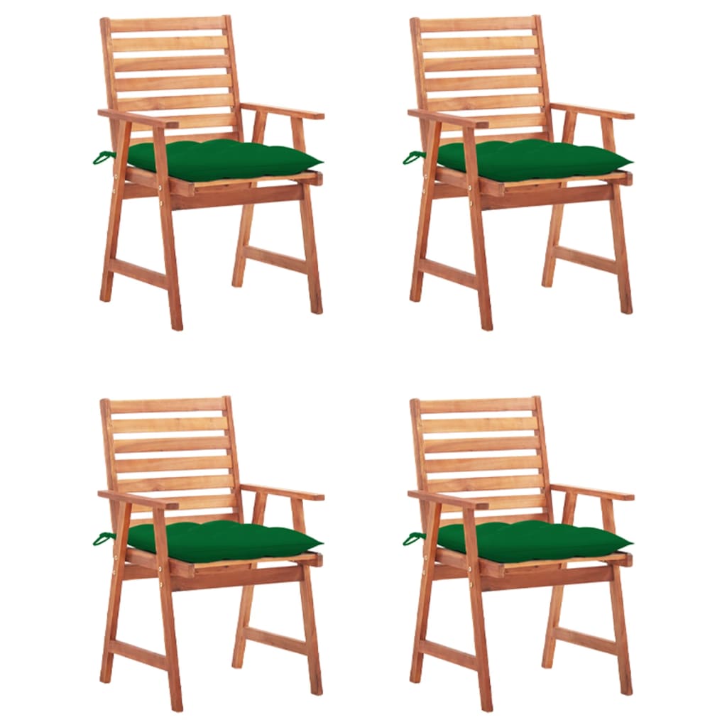 Garden Dining Chairs 4 Pcs with Cushions Solid Acacia Wood
