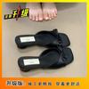 Elegant fairy style French sandals with square head outside 2025 bow summer one-word belt with skirt high-heeled slippers woman