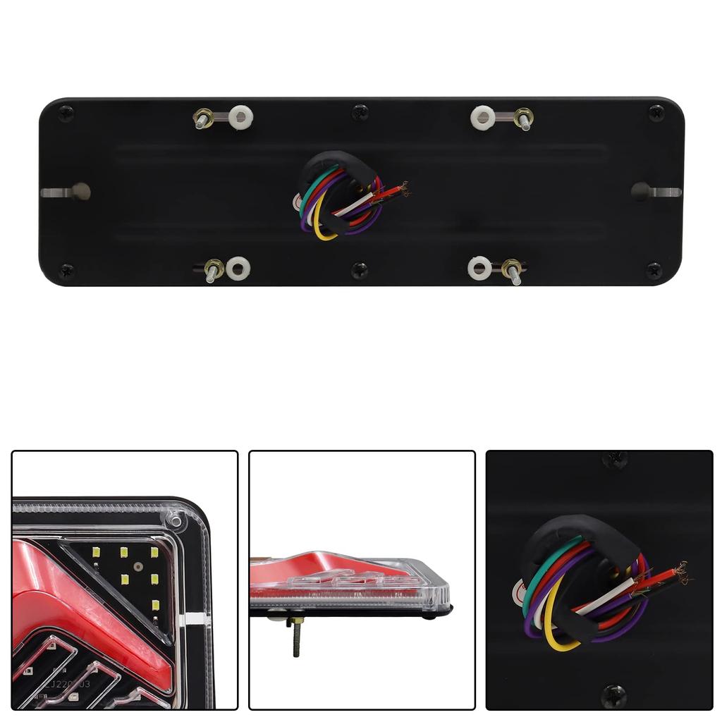 Aoling Truck Tail Red Sequential Turn Rear Light for Tractors and 2 Pieces Lights, 24V, High/Low, Brake, Small, White, Reverse, Yellow, Signals,