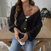 Women Short Button Front Knit Cardigan Woven Sweater Outerwear for Fall Winter Daily Shopping Dating Street Fashion Holiday Occasion