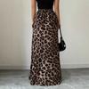 Women's Leopard Print High-Waisted Mermaid Hem Maxi Skirt Daily Wear High-Waisted Leopard Skirt Women's Casual