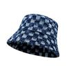 Popular Checked Plaid Denim Bucket Hat For Women Summer Tropical Beach Panama Bob Caps Outdoor Sunshade Fisherman Hat TravelGift